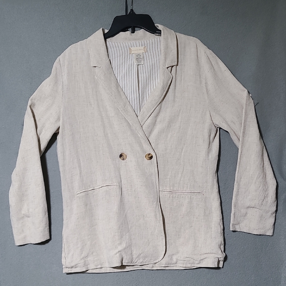 ALTER'D STATE Women's‎ Beige Double-Breasted Rayon/Linen Blazer - Size Large
